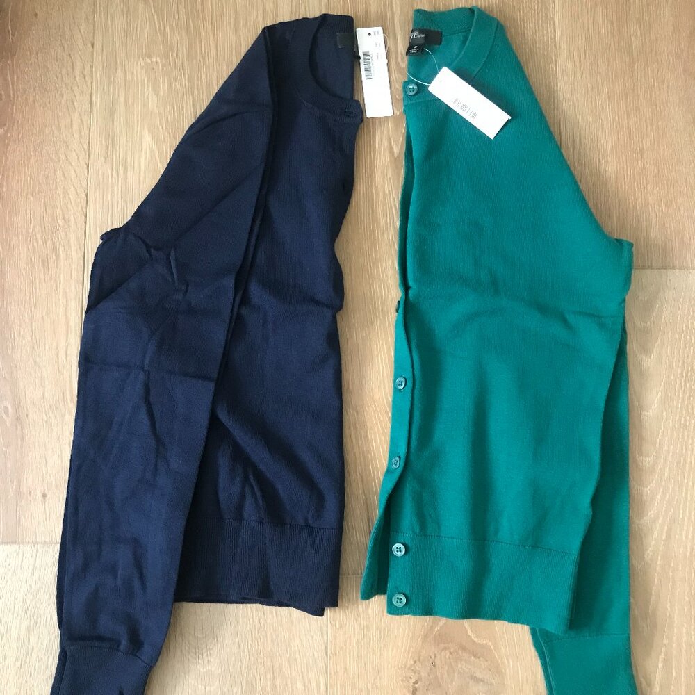 Jcrew Cotton Blend Cardigans One Navy One Green Small NWT